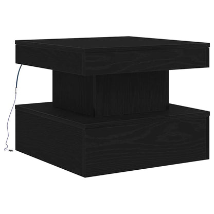 Salontafel met LED-verlichting 50x50x40 cm zwart eikenkleurig