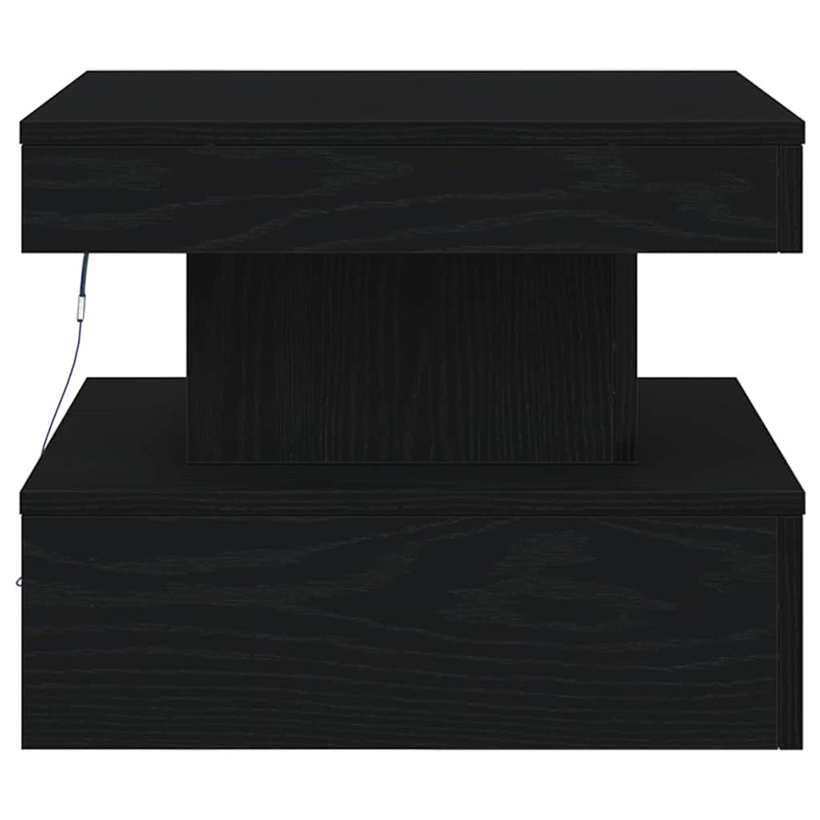 Salontafel met LED-verlichting 50x50x40 cm zwart eikenkleurig