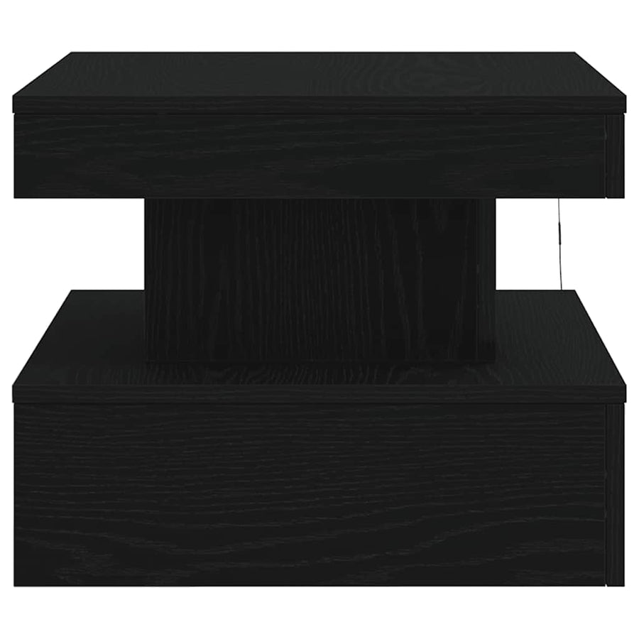 Salontafel met LED-verlichting 50x50x40 cm zwart eikenkleurig