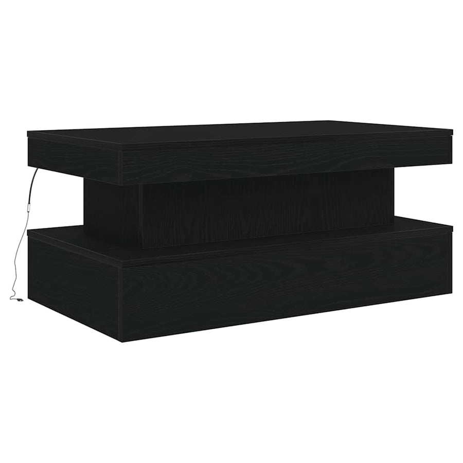 Salontafel met LED-verlichting 90x50x40 cm zwart eiken