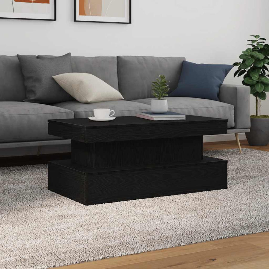 Salontafel met LED-verlichting 90x50x40 cm zwart eiken