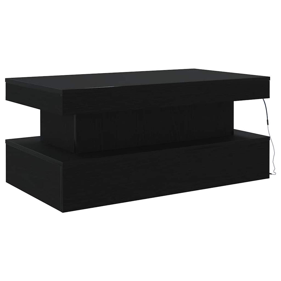 Salontafel met LED-verlichting 90x50x40 cm zwart eiken
