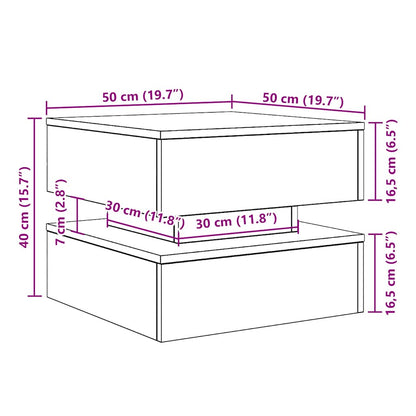 Salontafel met LED-verlichting 50x50x40 cm zwart eikenkleurig