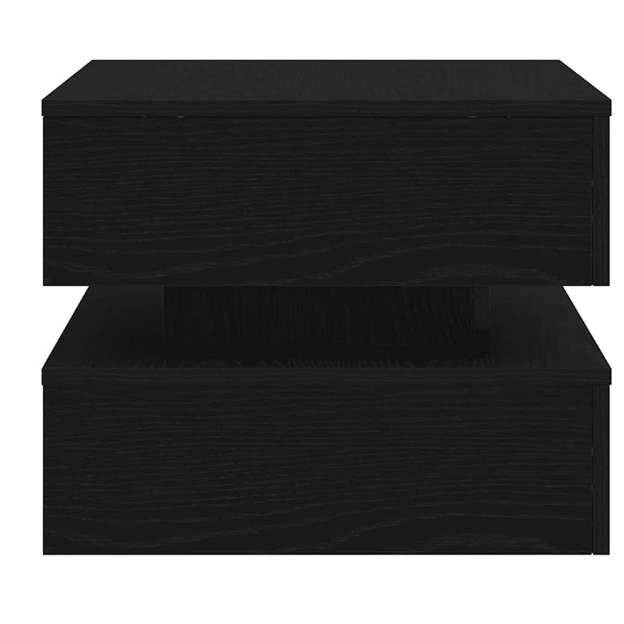Salontafel met LED-verlichting 50x50x40 cm zwart eikenkleurig