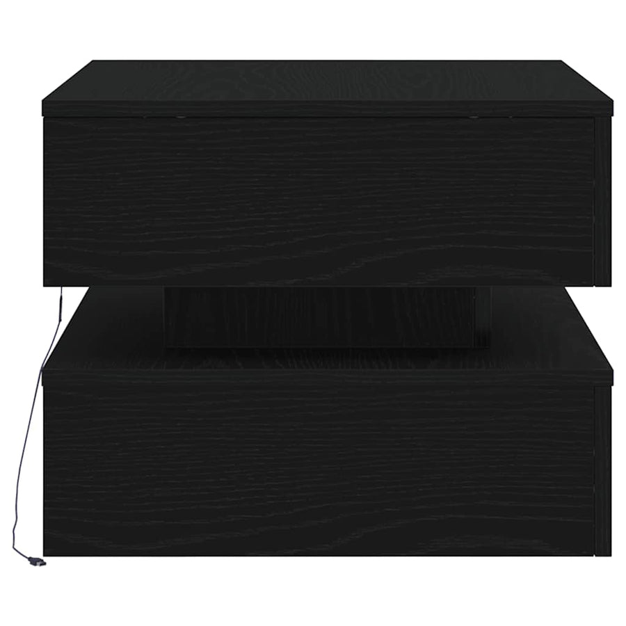 Salontafel met LED-verlichting 50x50x40 cm zwart eikenkleurig