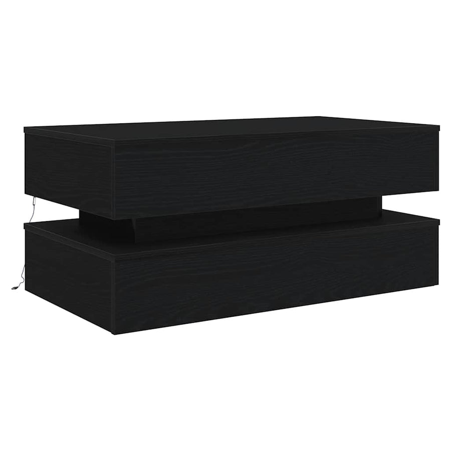 Salontafel met LED-verlichting 90x50x40 cm zwart eiken