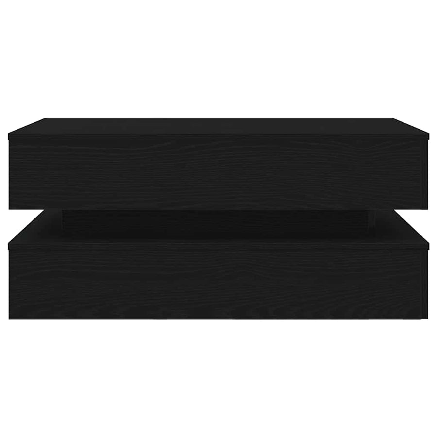 Salontafel met LED-verlichting 90x50x40 cm zwart eiken