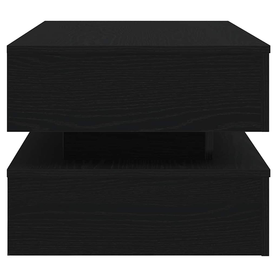 Salontafel met LED-verlichting 90x50x40 cm zwart eiken