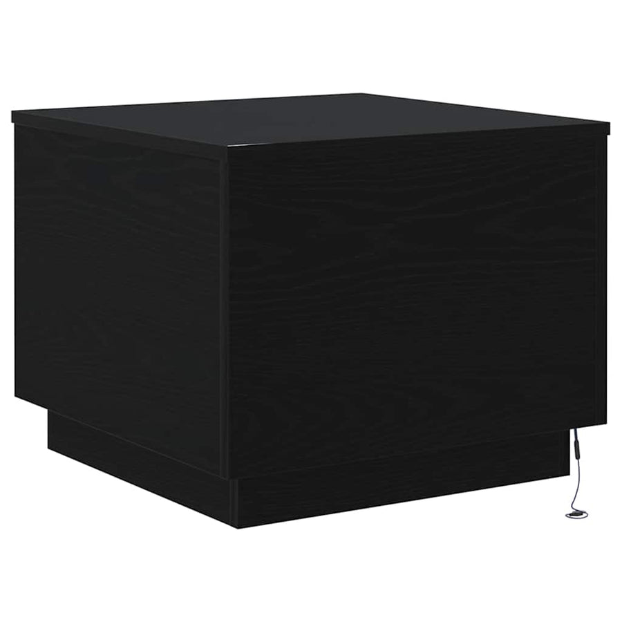 Salontafel met LED-verlichting 50x50x40 cm zwart eikenkleurig