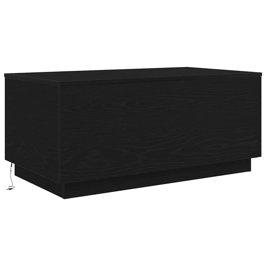 Salontafel met LED-verlichting 90x50x40 cm zwart eiken