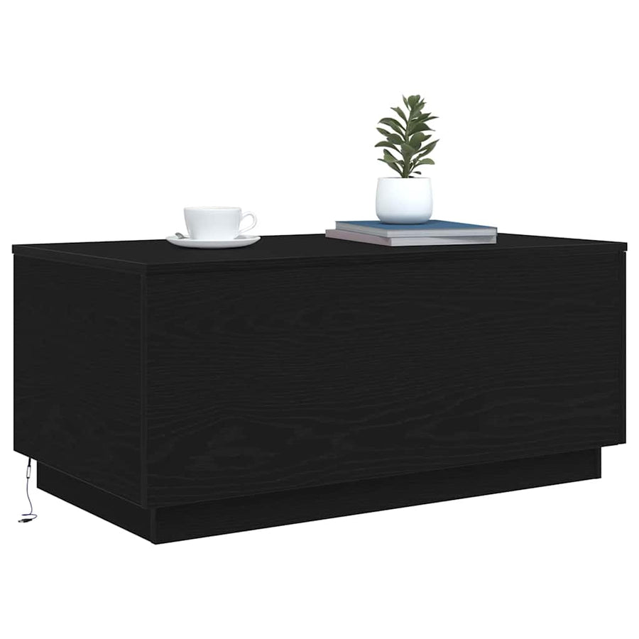 Salontafel met LED-verlichting 90x50x40 cm zwart eiken