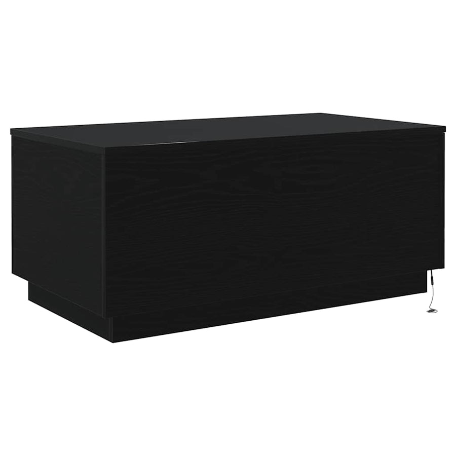 Salontafel met LED-verlichting 90x50x40 cm zwart eiken