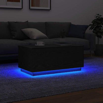 Salontafel met LED-verlichting 90x50x40 cm zwart eiken