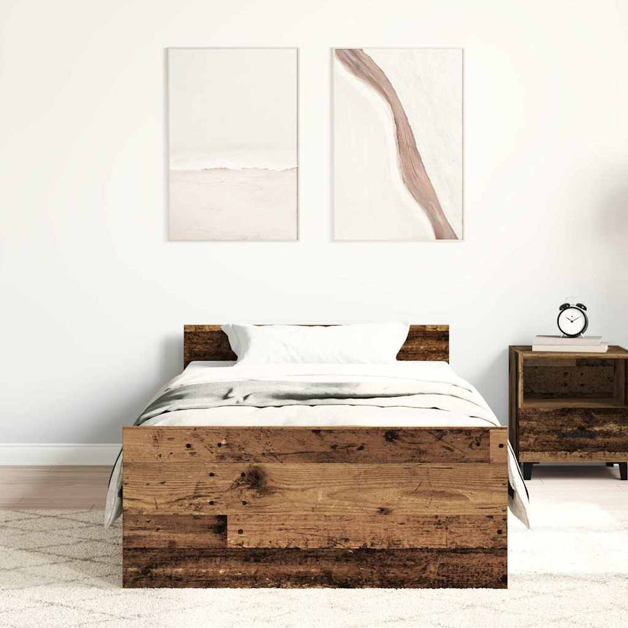Bedframe zonder matras 75x190 cm spaanplaat oud hout