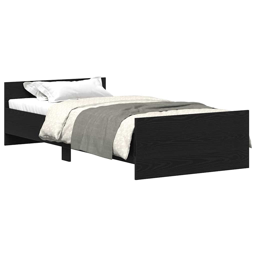 Bedframe zonder matras 75x190 cm spaanplaat zwart eikenkleurig