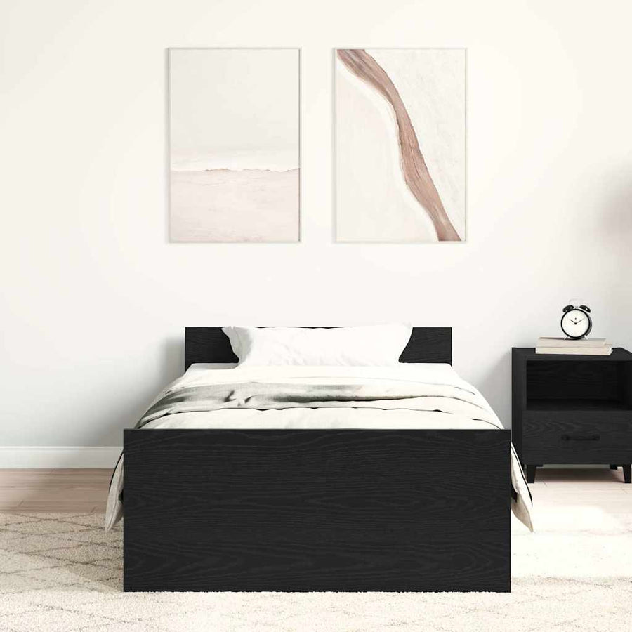 Bedframe zonder matras 75x190 cm spaanplaat zwart eikenkleurig
