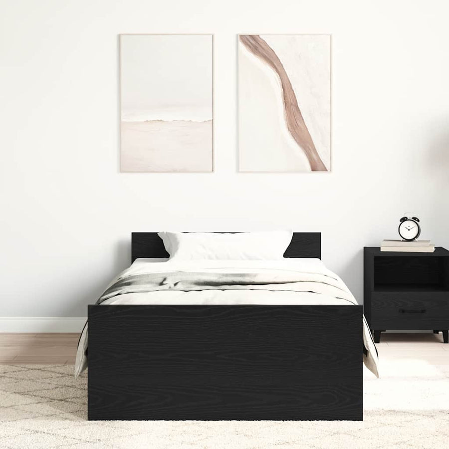 Bedframe zonder matras 90x200 cm spaanplaat zwart eikenkleurig