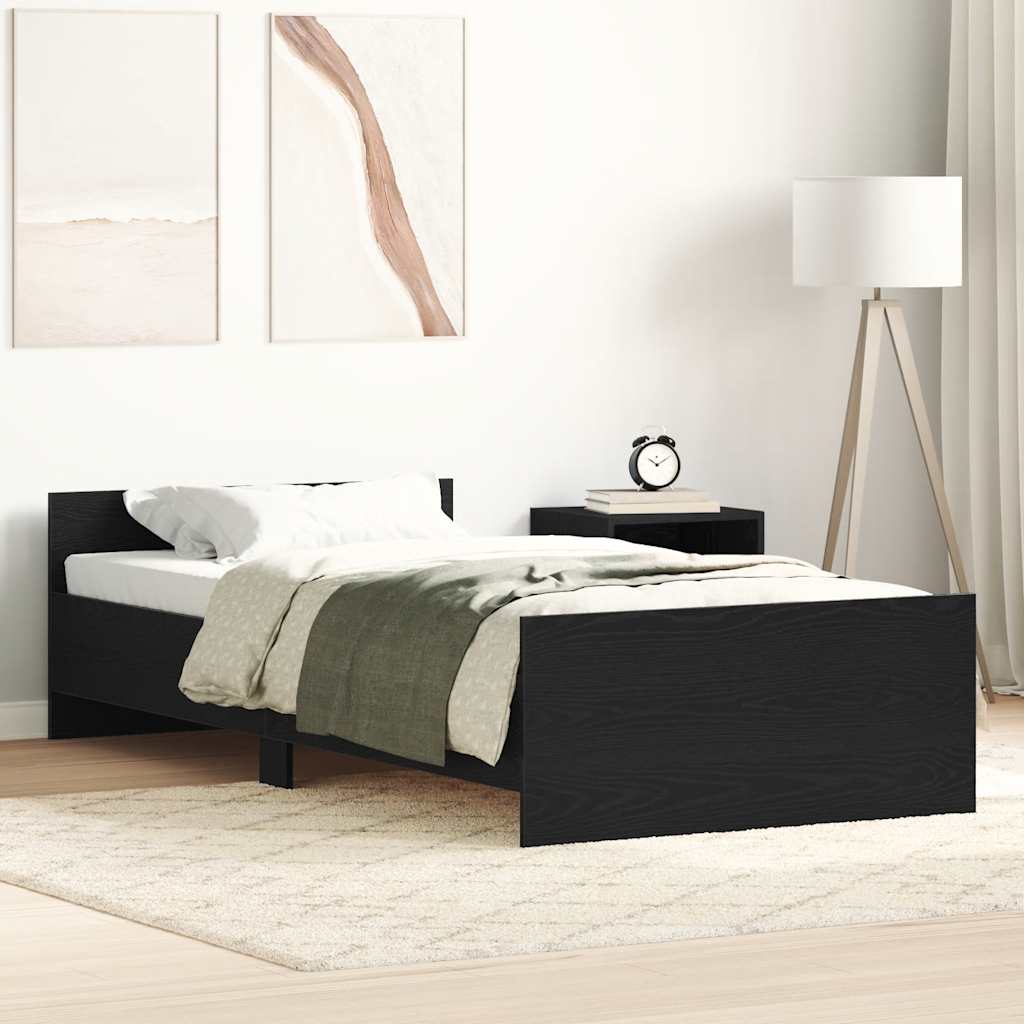 Bedframe zonder matras 100x200 cm spaanplaat zwart eikenkleurig