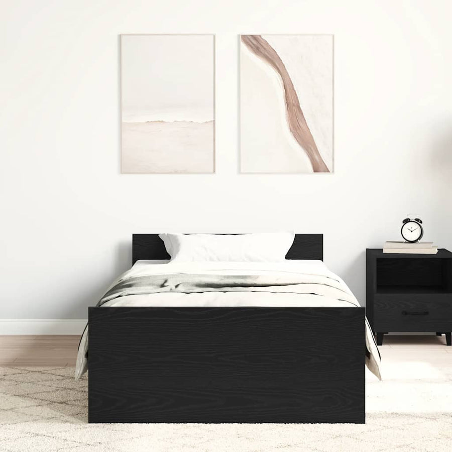 Bedframe zonder matras 90x190 cm spaanplaat zwart eikenkleurig