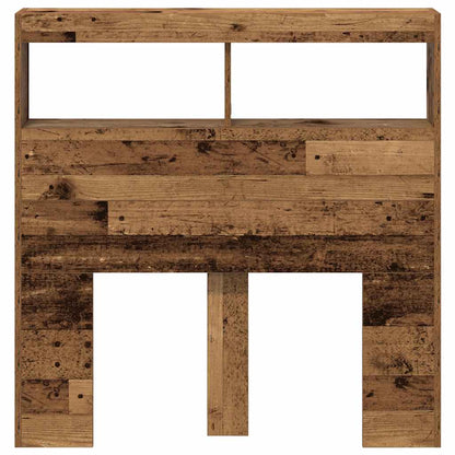 Hoofdbordkast met LED 100x17x102 cm oud hout