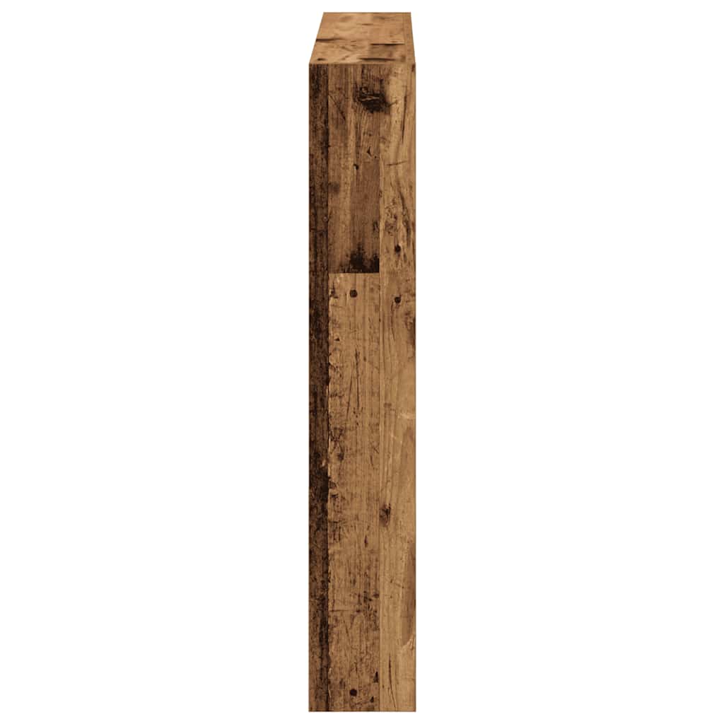 Hoofdbordkast met LED 100x17x102 cm oud hout