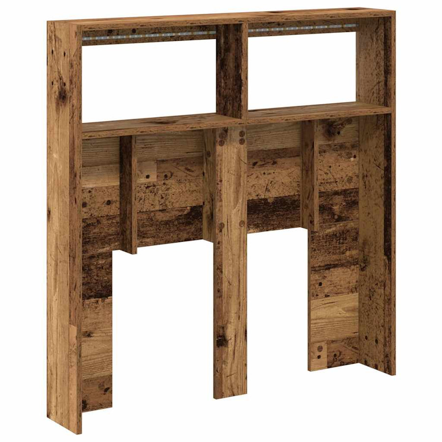 Hoofdbordkast met LED 100x17x102 cm oud hout