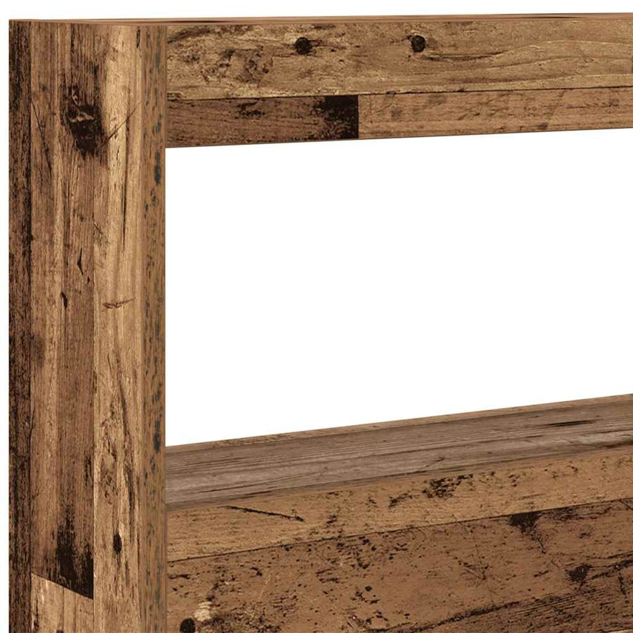Hoofdbordkast met LED 100x17x102 cm oud hout
