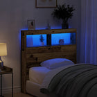 Headboard cabinet with LED 100x17x102 cm reclaimed wood