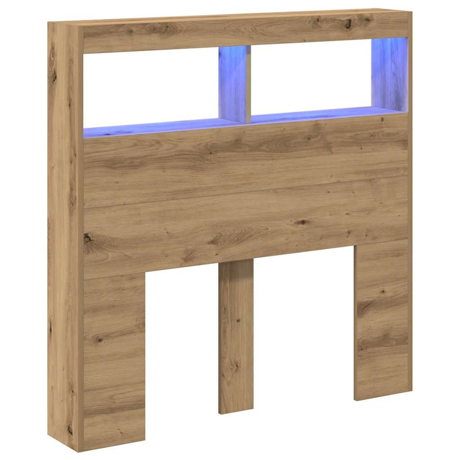 Hoofdbordkast met LED 100x17x102 cm artisan eikenkleurig