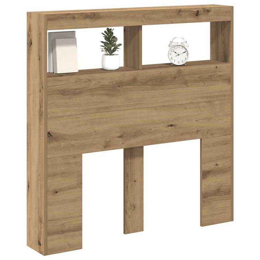 Hoofdbordkast met LED 100x17x102 cm artisan eikenkleurig