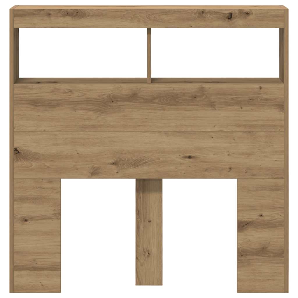 Hoofdbordkast met LED 100x17x102 cm artisan eikenkleurig