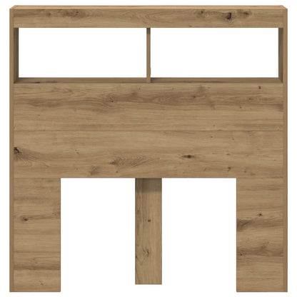 Hoofdbordkast met LED 100x17x102 cm artisan eikenkleurig