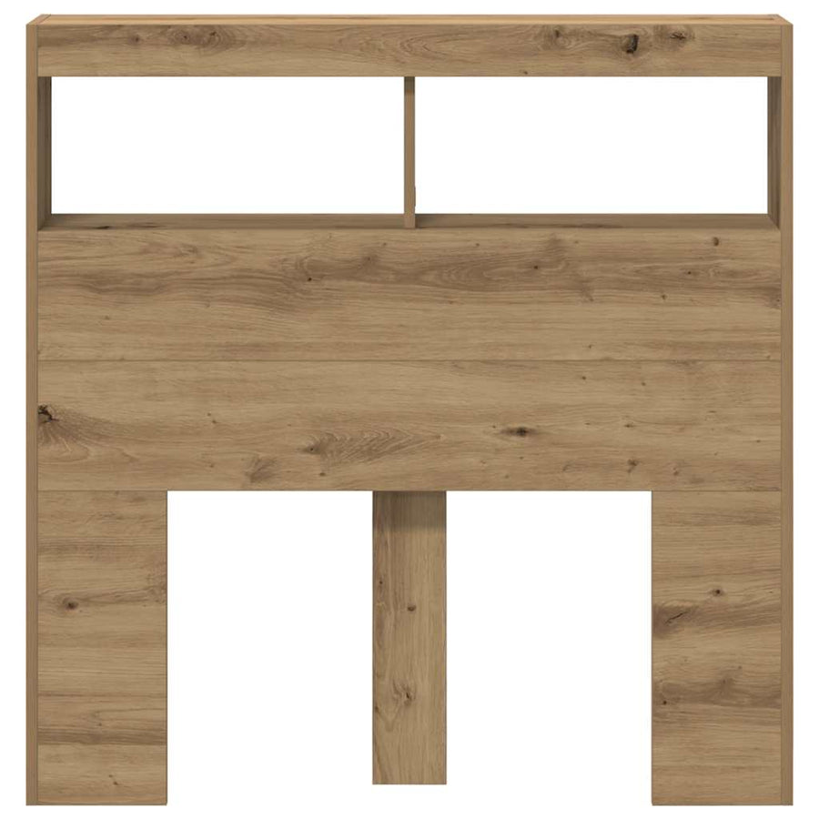 Hoofdbordkast met LED 100x17x102 cm artisan eikenkleurig