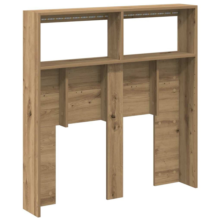 Hoofdbordkast met LED 100x17x102 cm artisan eikenkleurig