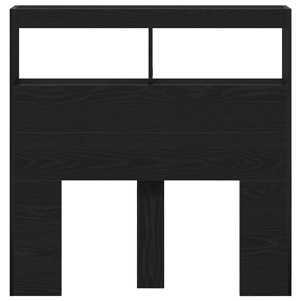 Hoofdbordkast met LED 100x17x102 cm zwart eikenkleurig
