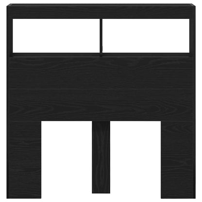 Hoofdbordkast met LED 100x17x102 cm zwart eikenkleurig