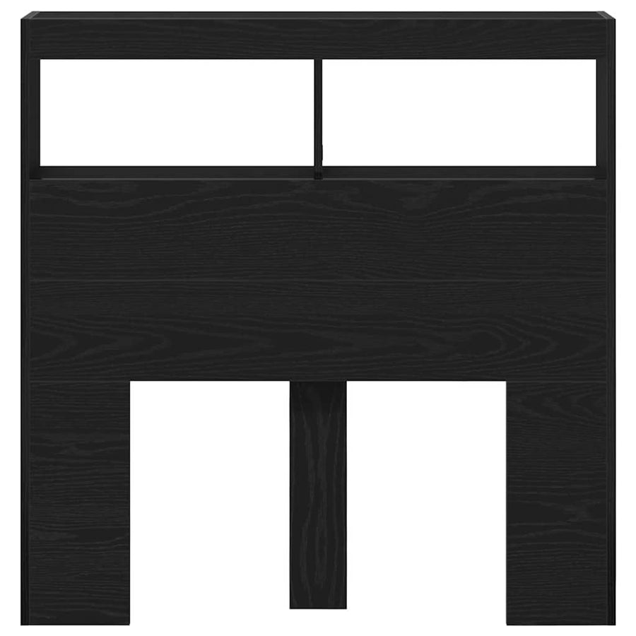 Hoofdbordkast met LED 100x17x102 cm zwart eikenkleurig