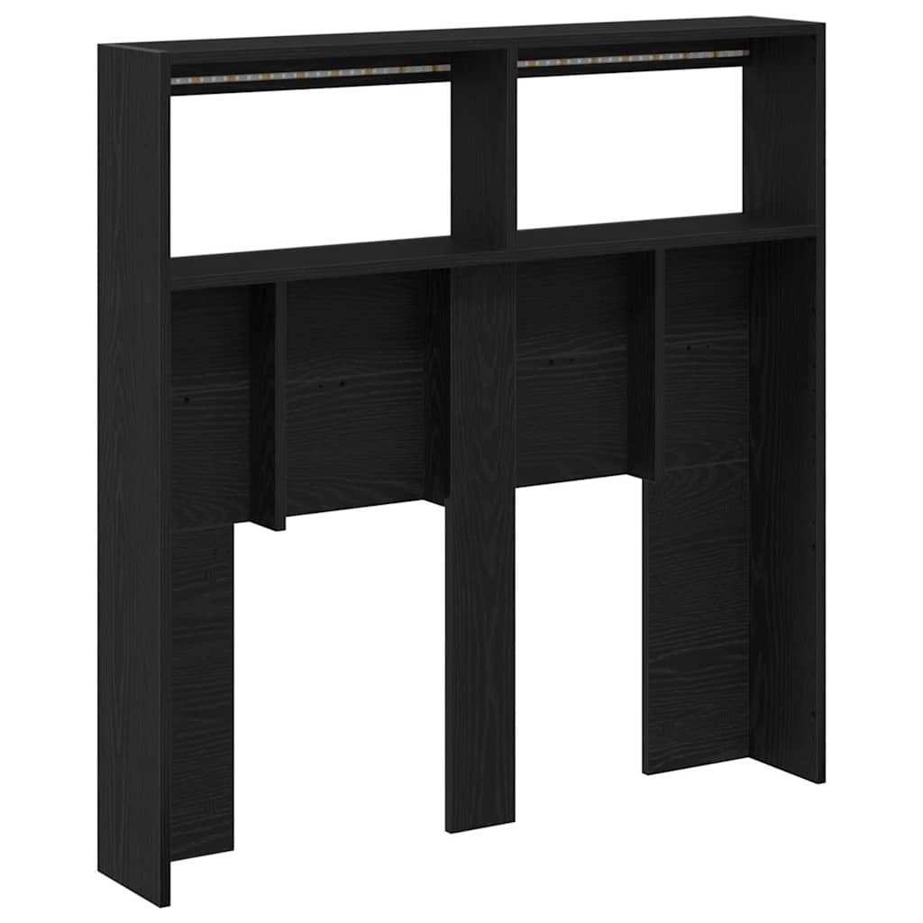Hoofdbordkast met LED 100x17x102 cm zwart eikenkleurig