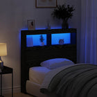 Headboard cabinet with LED 100x17x102 cm black oak