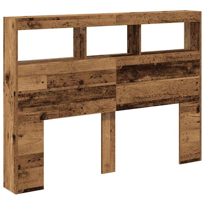 Hoofdbordkast met LED 140x17x102 cm oud hout