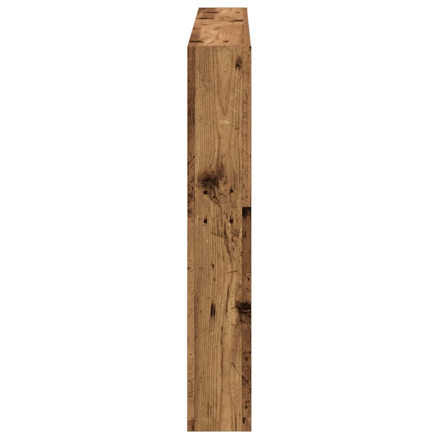 Hoofdbordkast met LED 140x17x102 cm oud hout