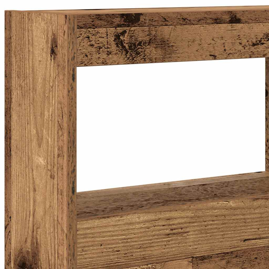 Hoofdbordkast met LED 140x17x102 cm oud hout