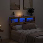 Headboard cabinet with LED 140x17x102 cm old wood