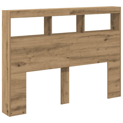 Hoofdbordkast met LED artisan 140x17x102 cm eikenkleurig