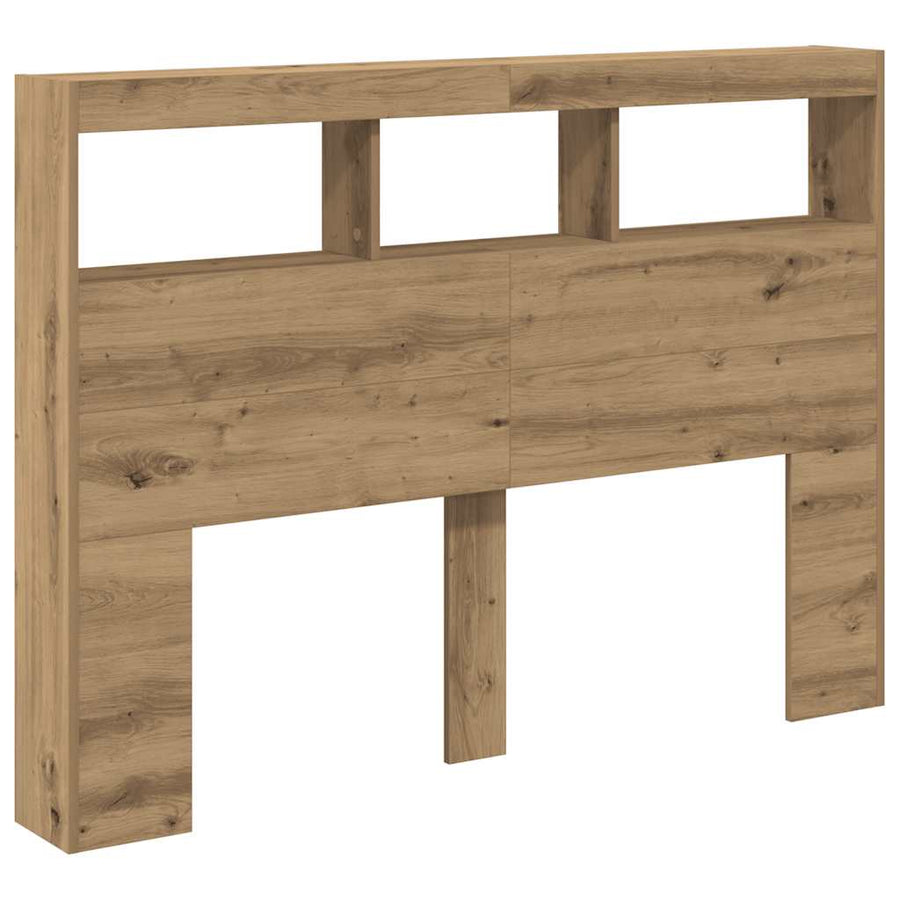 Hoofdbordkast met LED artisan 140x17x102 cm eikenkleurig