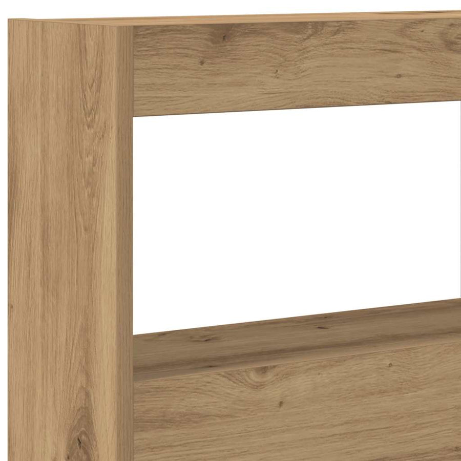 Hoofdbordkast met LED artisan 140x17x102 cm eikenkleurig