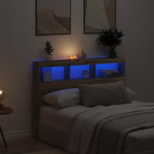 Hoofdbordkast met LED artisan 140x17x102 cm eikenkleurig