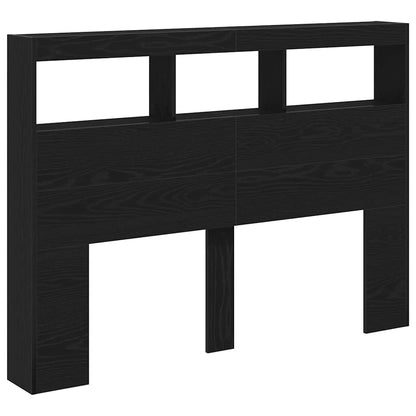 Hoofdbordkast met LED 140x17x102 cm zwart eikenkleurig