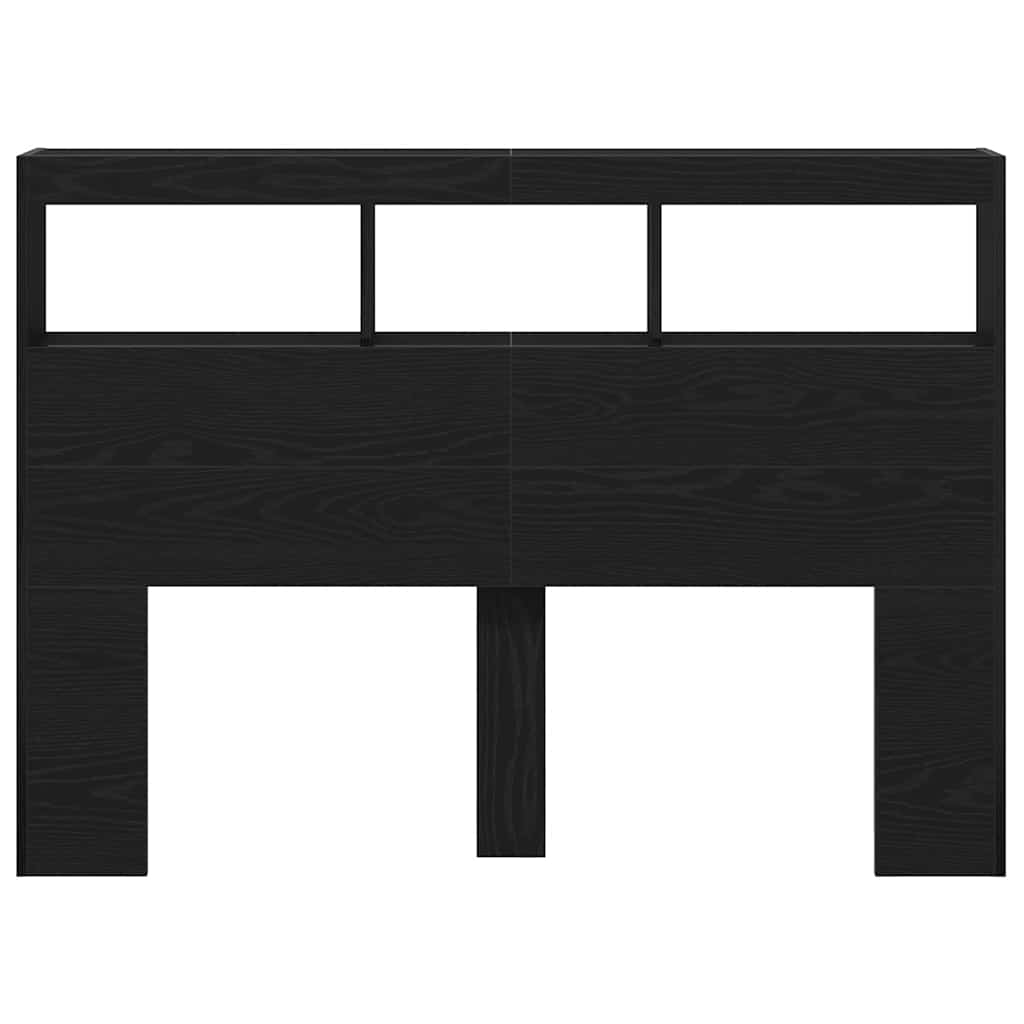 Hoofdbordkast met LED 140x17x102 cm zwart eikenkleurig