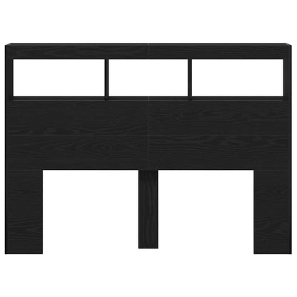 Hoofdbordkast met LED 140x17x102 cm zwart eikenkleurig
